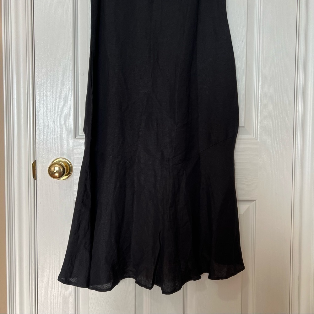 Tommy Bahama Black Sleeveless Linen A-Line Sleeveless Flowy Midi Dress - Sz S - Picture 9 of 13